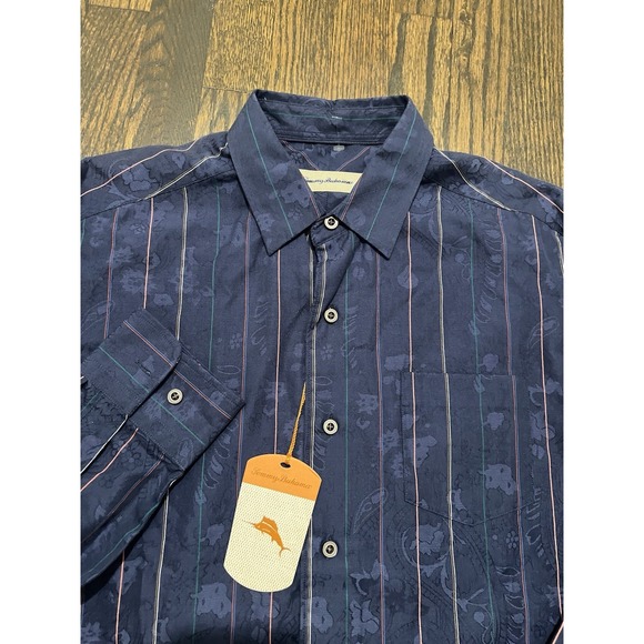 Tommy Bahama T35331 SegradaStripe Men's Long Sleeve Shirt NWT S$128 Navy